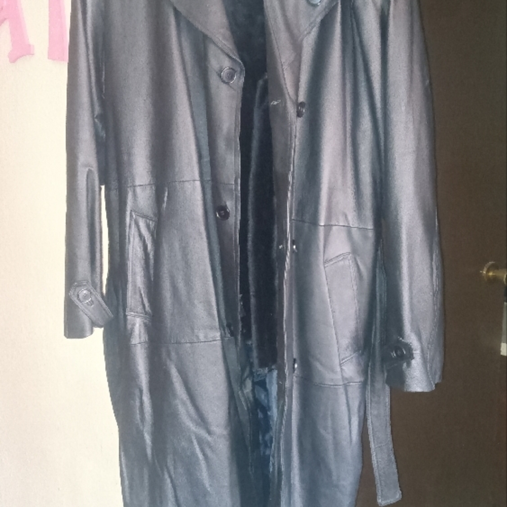 Black Leather Trench Coat
